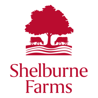 Logo of Shelburne Farms featuring a tree and cows in red.